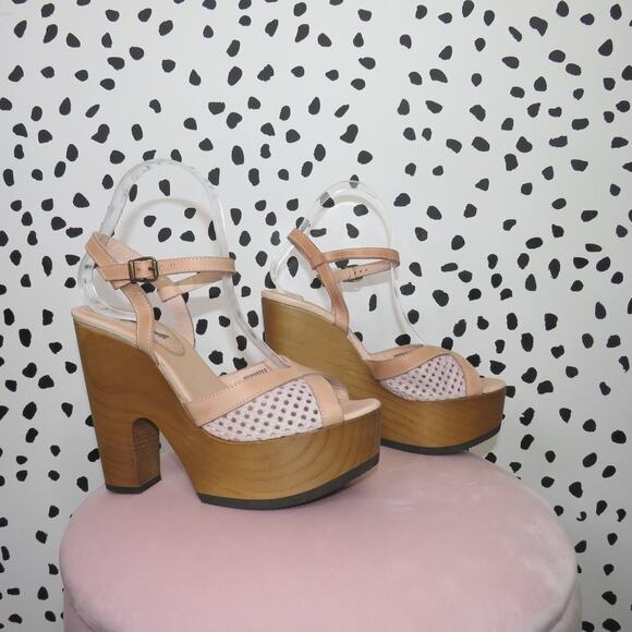 Free People Natural Rendezvous Wooden Platform Wedge Sandals - Picture 3 of 9